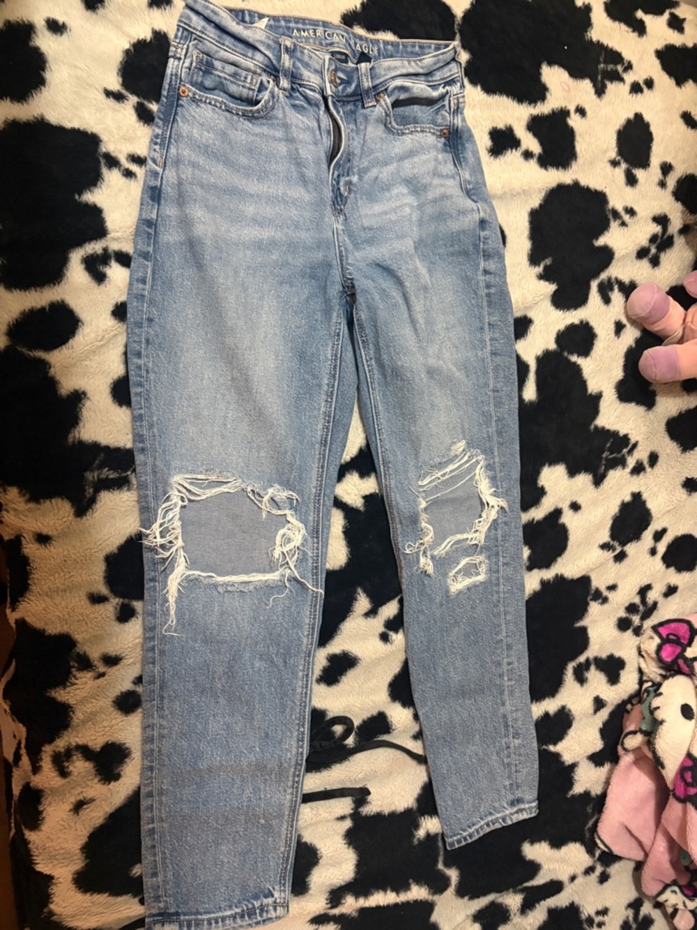 American Eagle Outfitters Light Blue Distressed High Rise Jeans